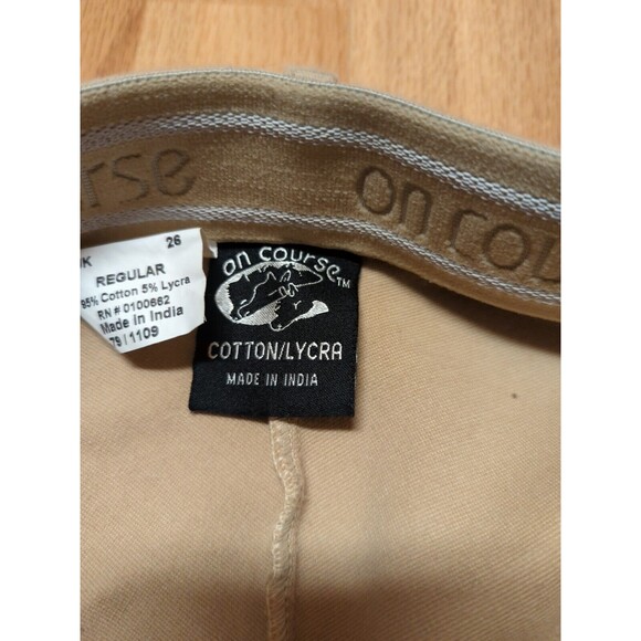 On Course Riding Breeches Size 26 Tan Adjustable Cuffs Elastic Stretch Horse - Picture 8 of 10